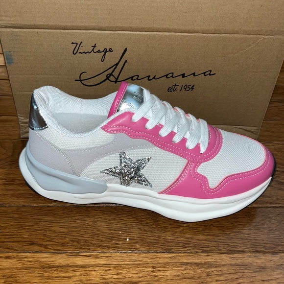 Vintage Havana Run Suede Fashion Sneakers Fuchsia, White & Silver Women’s 7.5 - Picture 6 of 12